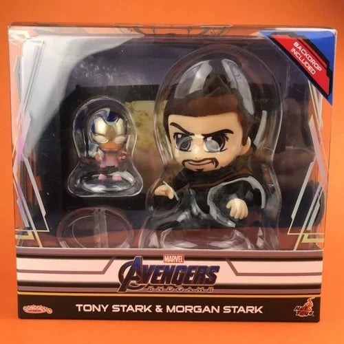 Hot Toys Cosbaby Marvel Avengers: Endgame - Tony Stark &amp; ​​Morgan Stark Figures